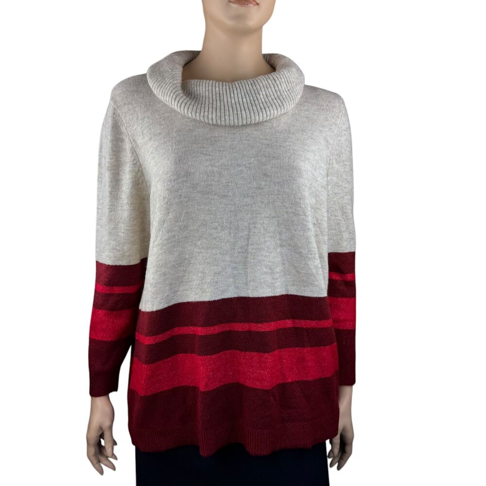 Lane Bryant Women Knitted Stripes Cowl Neck Long Sleeves Pullover Sweater 18/20